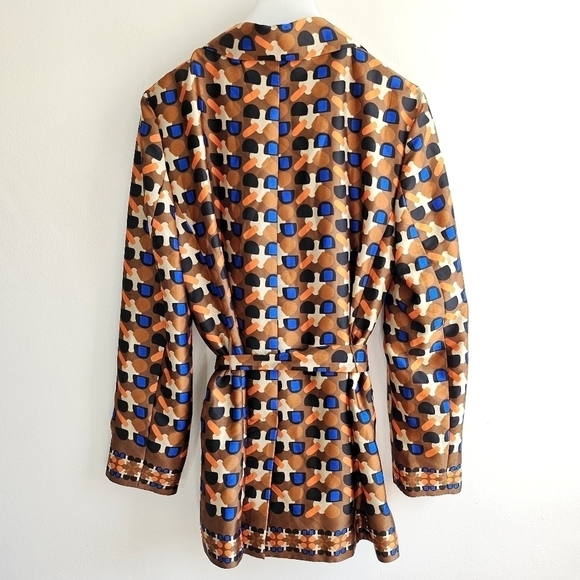 New Zara Printed Double Breasted Tie Belt Brown Blazer Blogger Favorite NWT XS - Picture 16 of 17